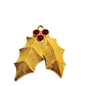 1992 Hallmark Miniature Holiday Ornament - Holiday Holly 22K Gold Plated